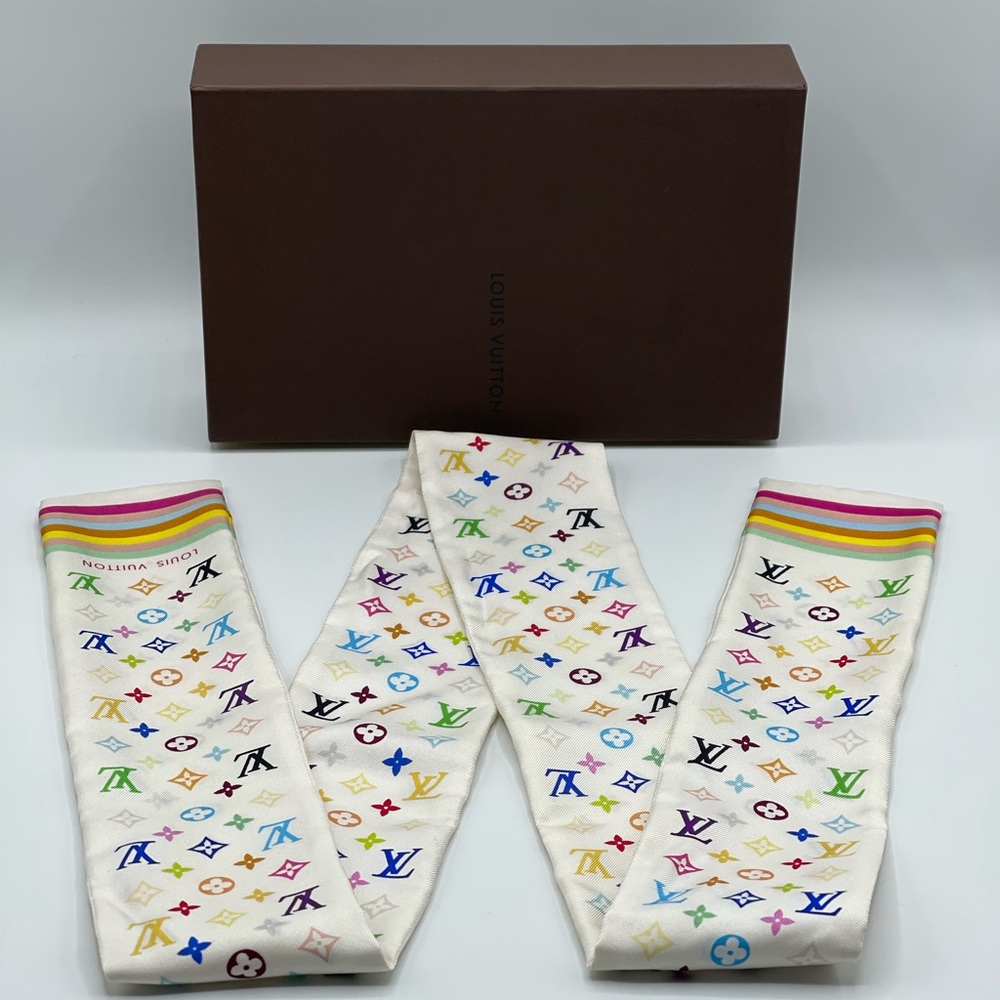 Louis Vuitton x Takashi Murakami Multicolor Y2K Bandeau Neckerchief Scarf Wrap - Picture 3 of 13